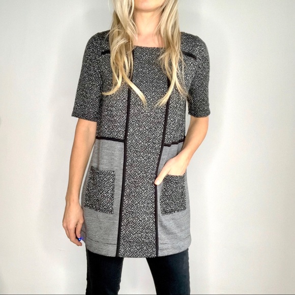Anthropologie Tops - Anthropologie Meadow Rue Black Grey Sweater Tunic